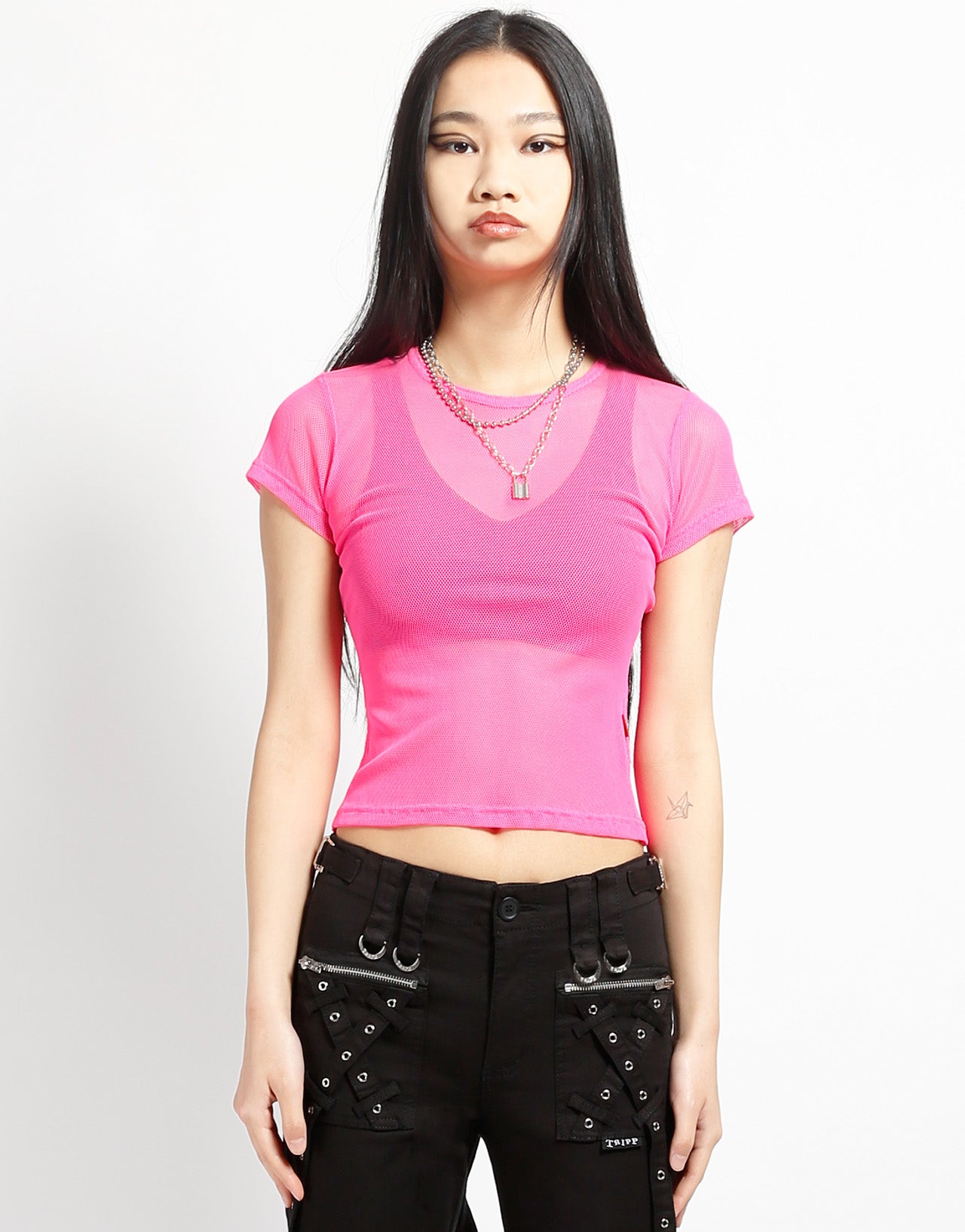 BABY TEE FISHNET PINK