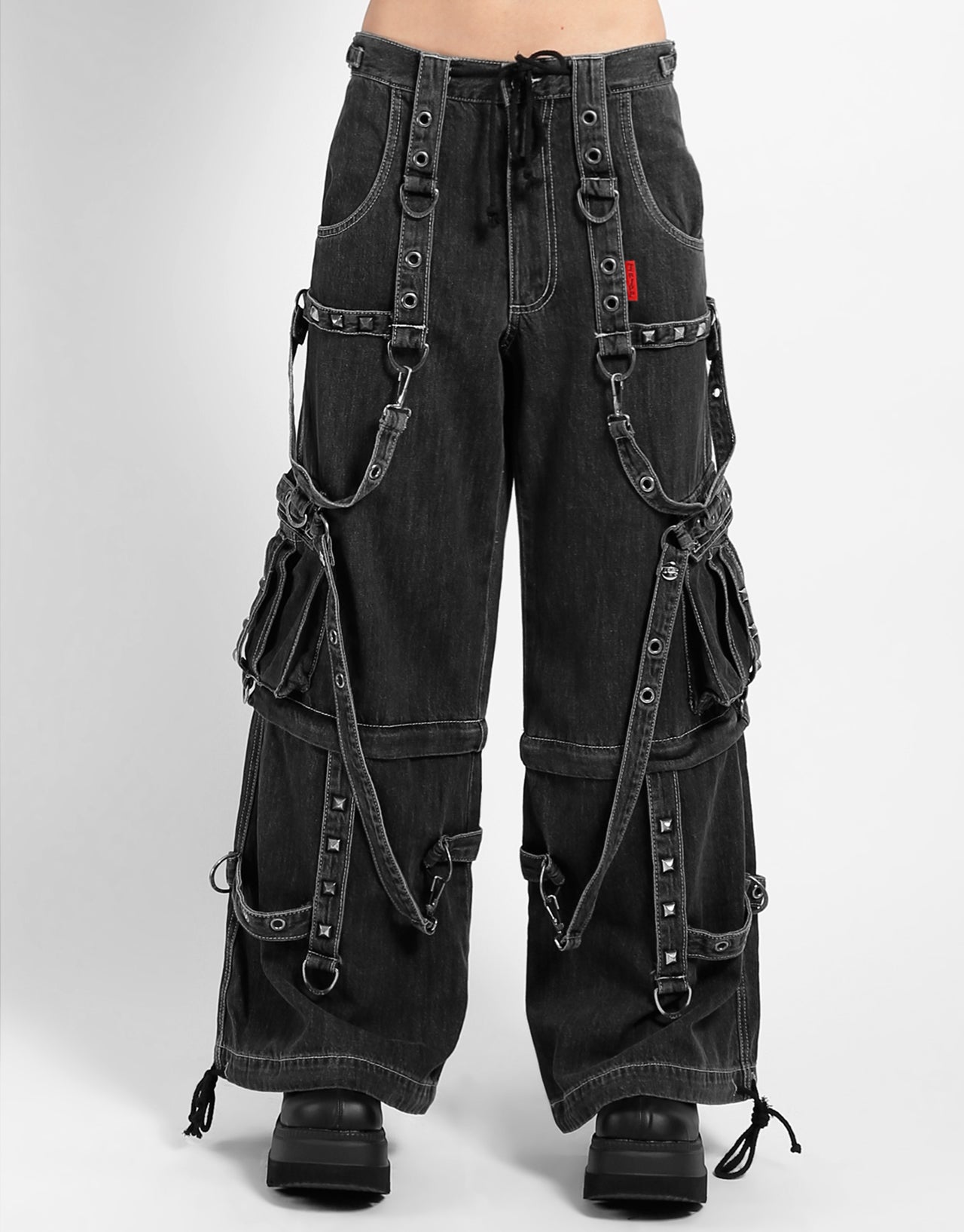 DENIM STRAP PANT BLACK
