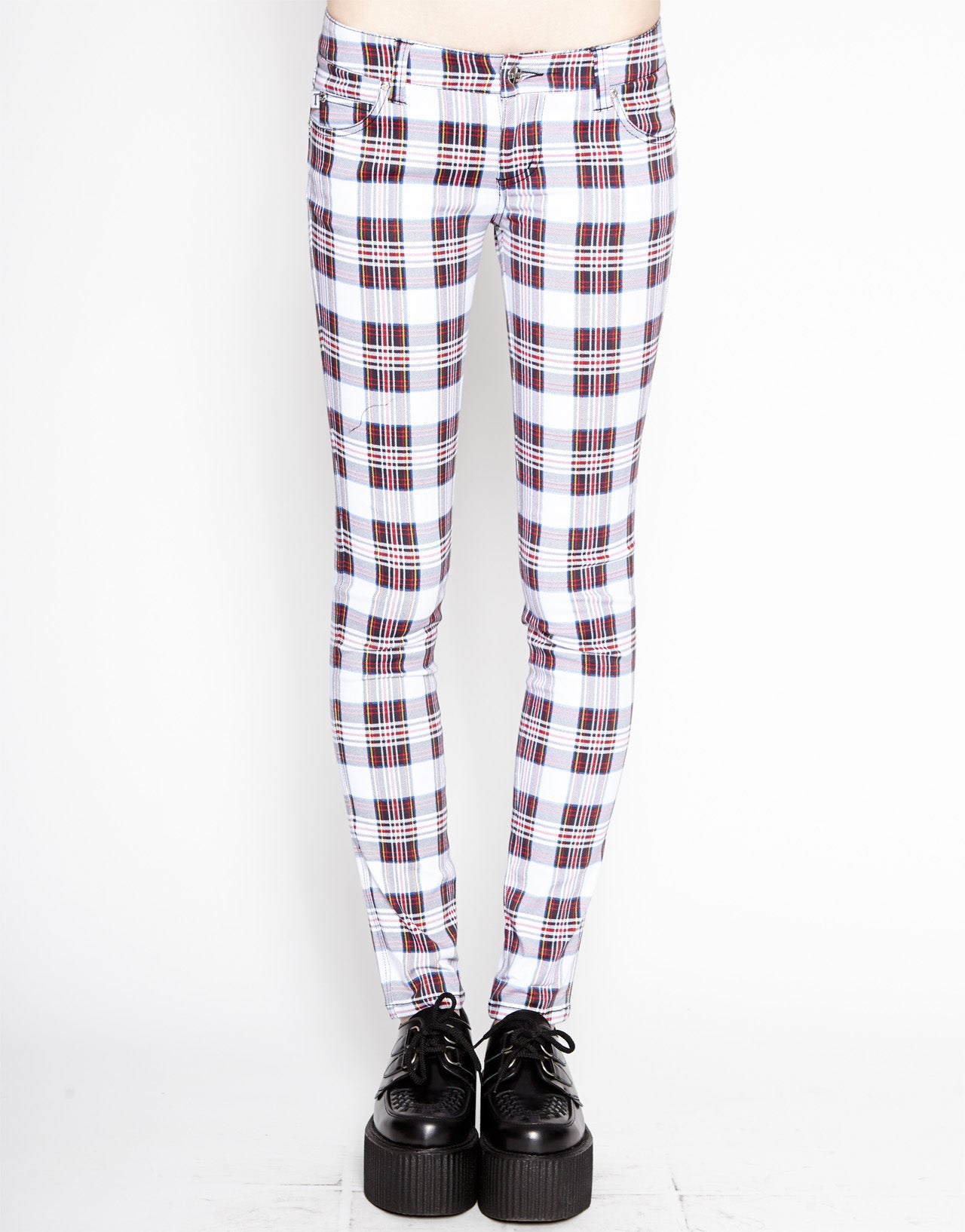 T-BACK JEAN WHITE TARTAN PLAID